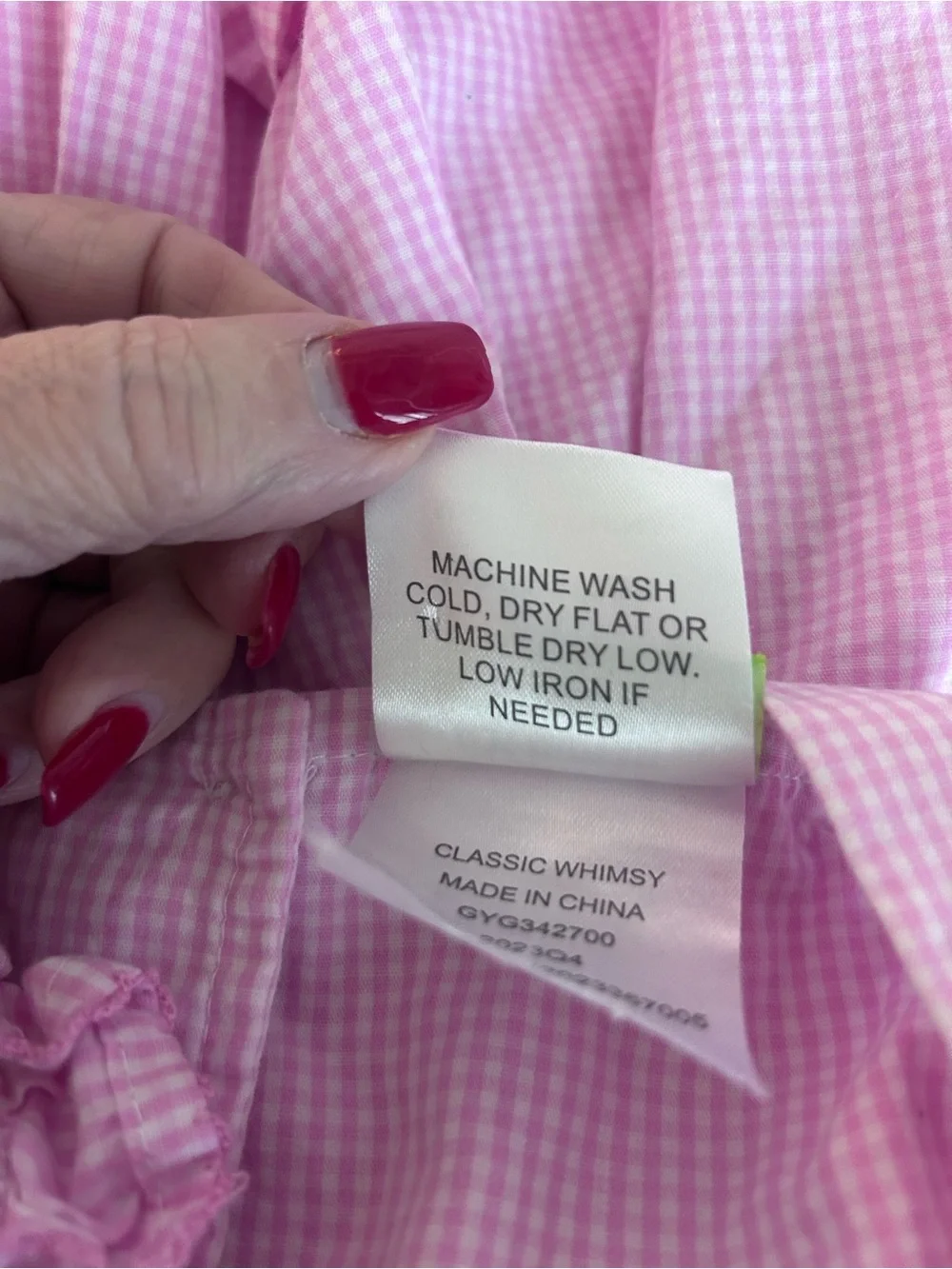 Classic Whimsy Pink Gingham Minnie’s  w C Embroidered  Cotton Size 2